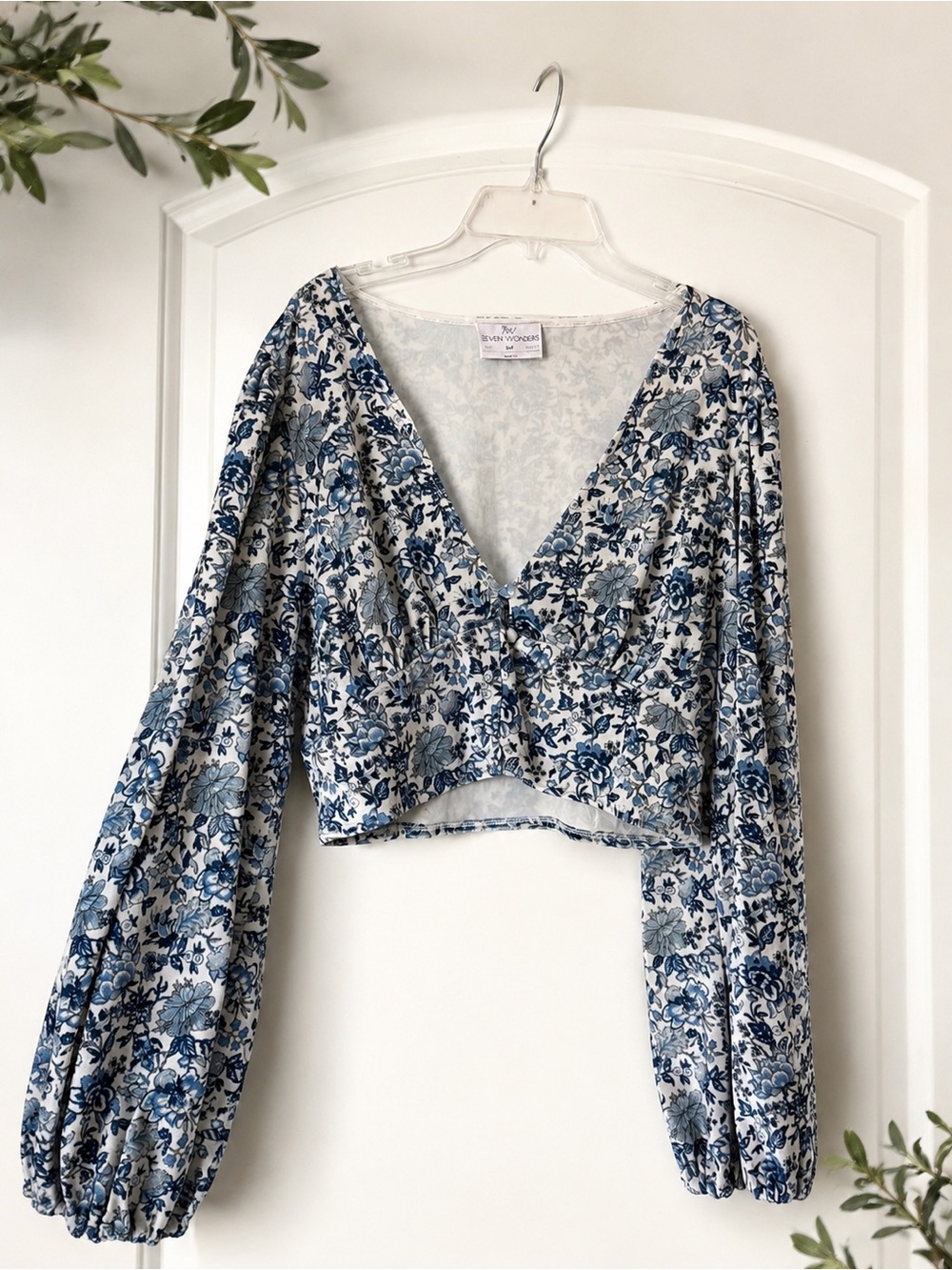 Blue Floral stretch velvet fabric - size 12